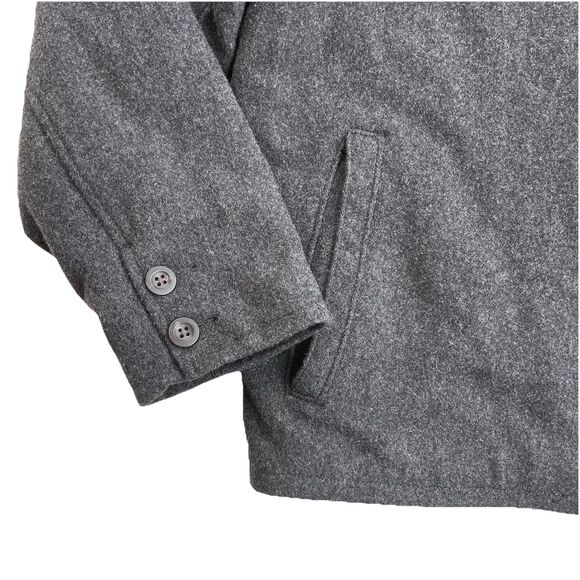 Men's Wool Gap Coat Size Large Gray Zipper Front Lined Vintage Jacket Y2K - Picture 3 of 13